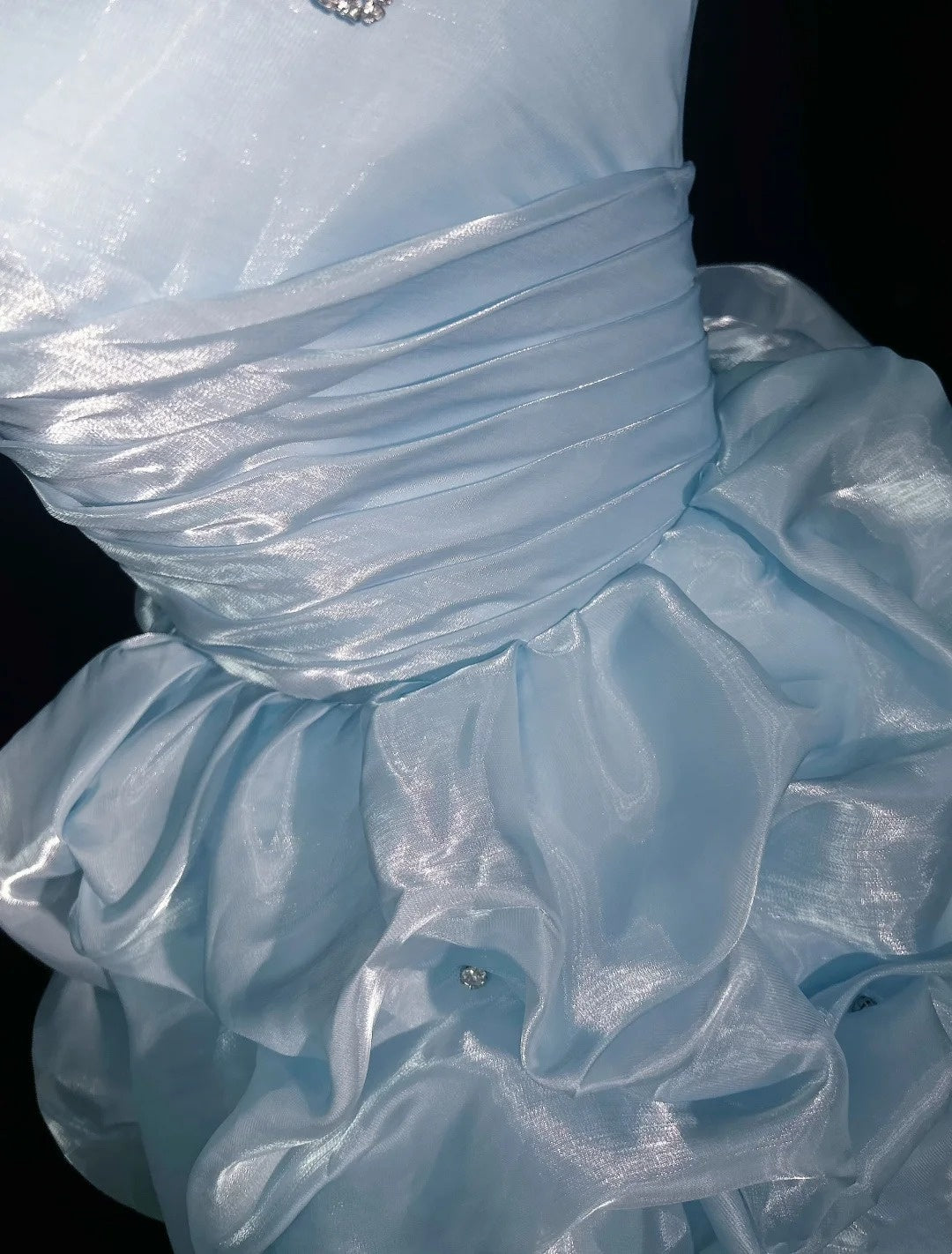 Vintage Ball Gown Sweetheart Light Sky Blue Y2K 2000s Organza Short Mini Homecoming Dresses N3106