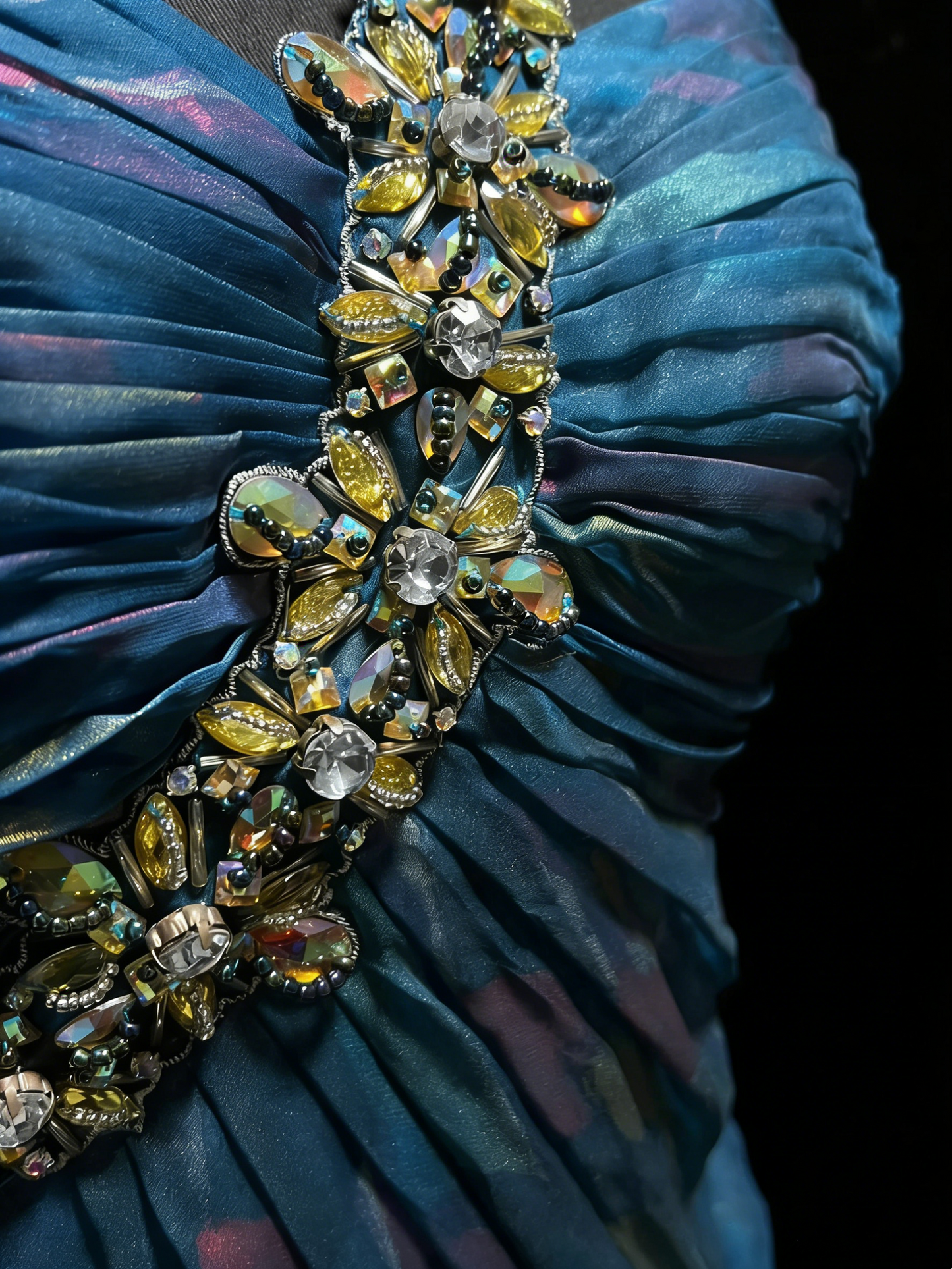 Robe de bal longue bleue à une épaule, coupe trapèze, pour adolescentes (N1183)
