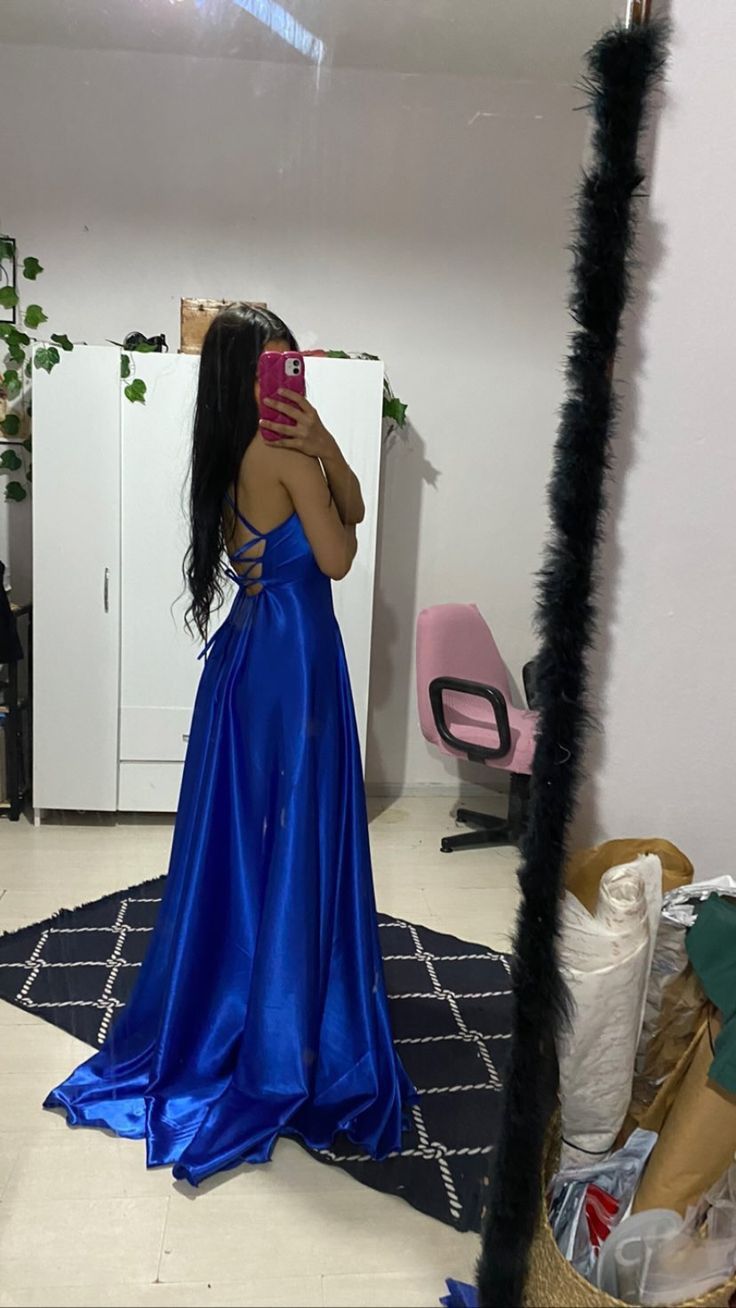 robes de bal longues simples, robe de bal bleu roi N2493