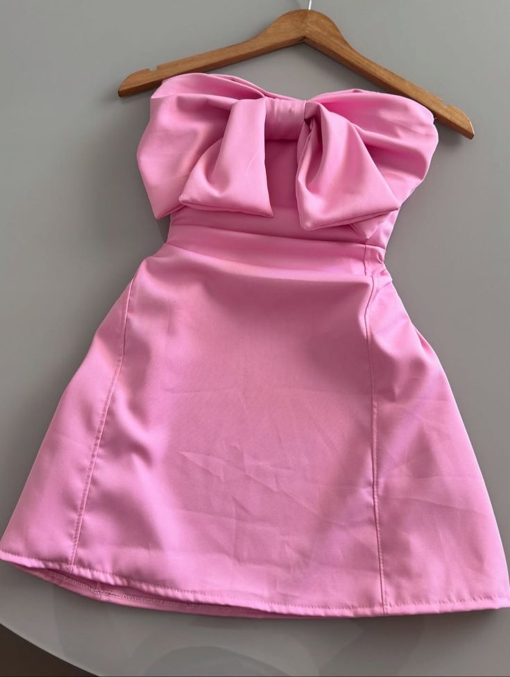 Flirty A line Strapless Pink Satin Freshman High Shool Grad Short Mini Hoco Outfits Homecoming Dresses RB4404