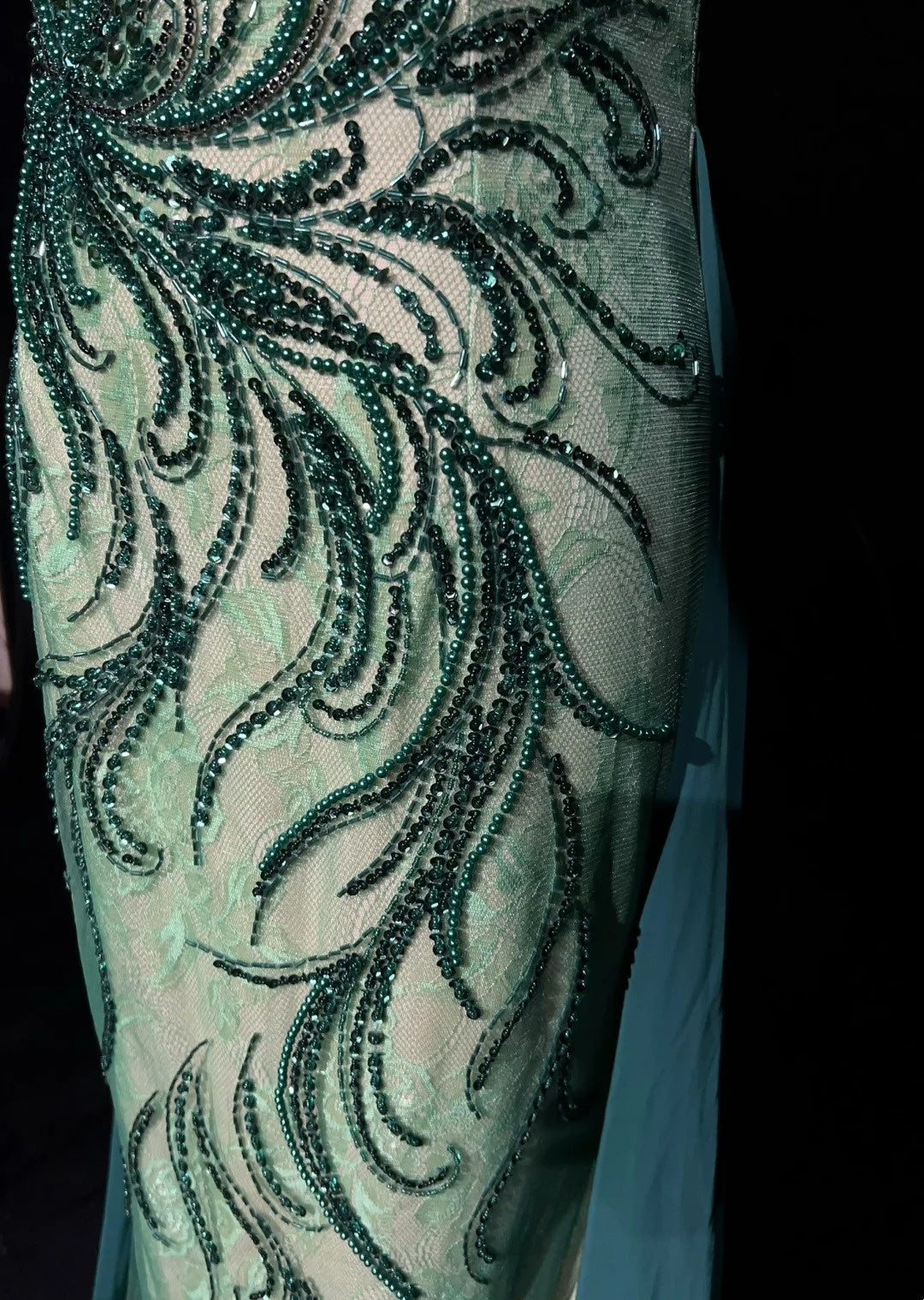 Robes de bal vintage sirène à fines bretelles vertes perlées années 90 longue robe de soirée formelle N2649