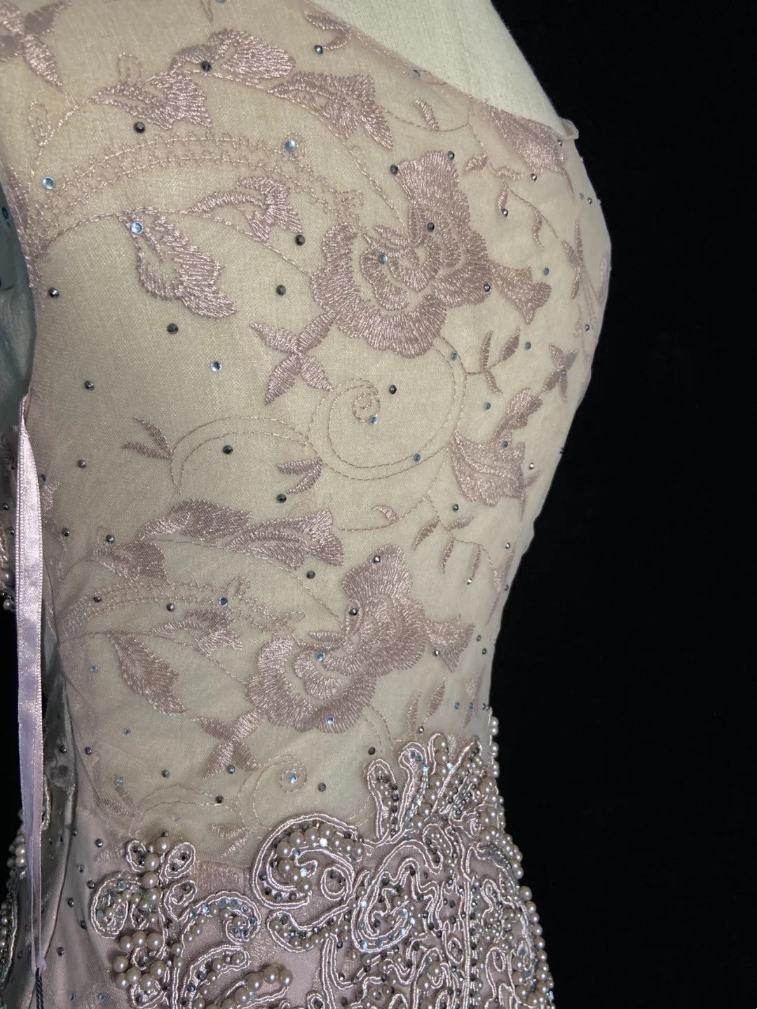 Vintage Prom Dresses Meerjungfrau V-Ausschnitt Pink Spitze 80er Jahre Lange Formelle Abendgarderobe N3875