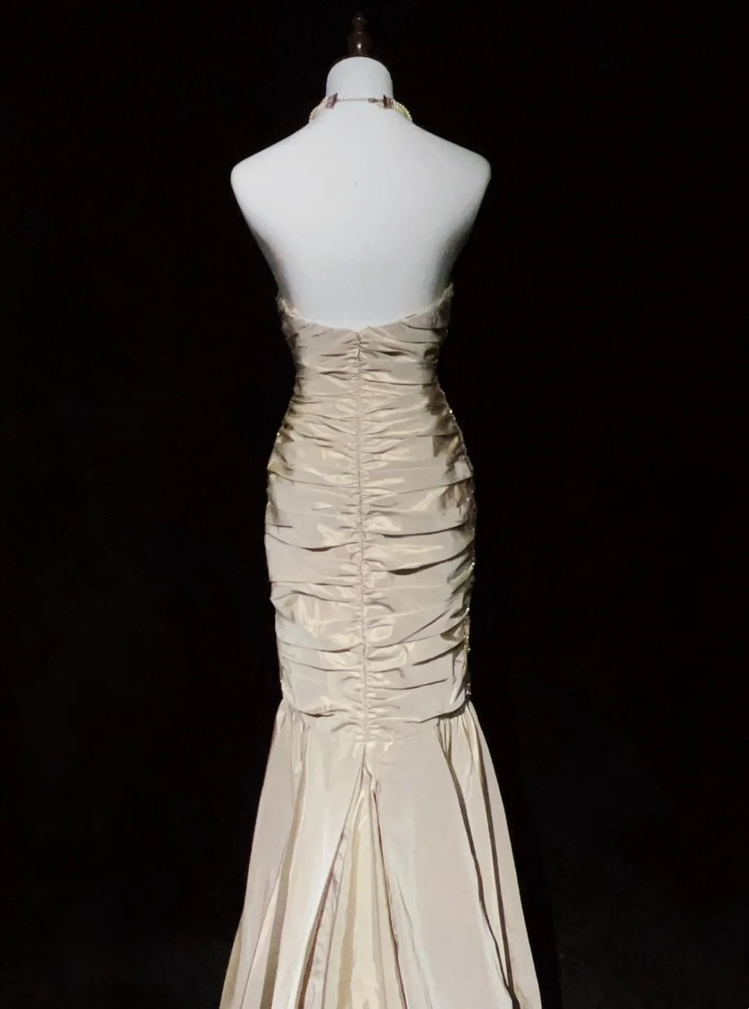 Robes de bal vintage des années 2000, sirène, bustier en cœur, couleur champagne avec perles, longue robe de bal N3023