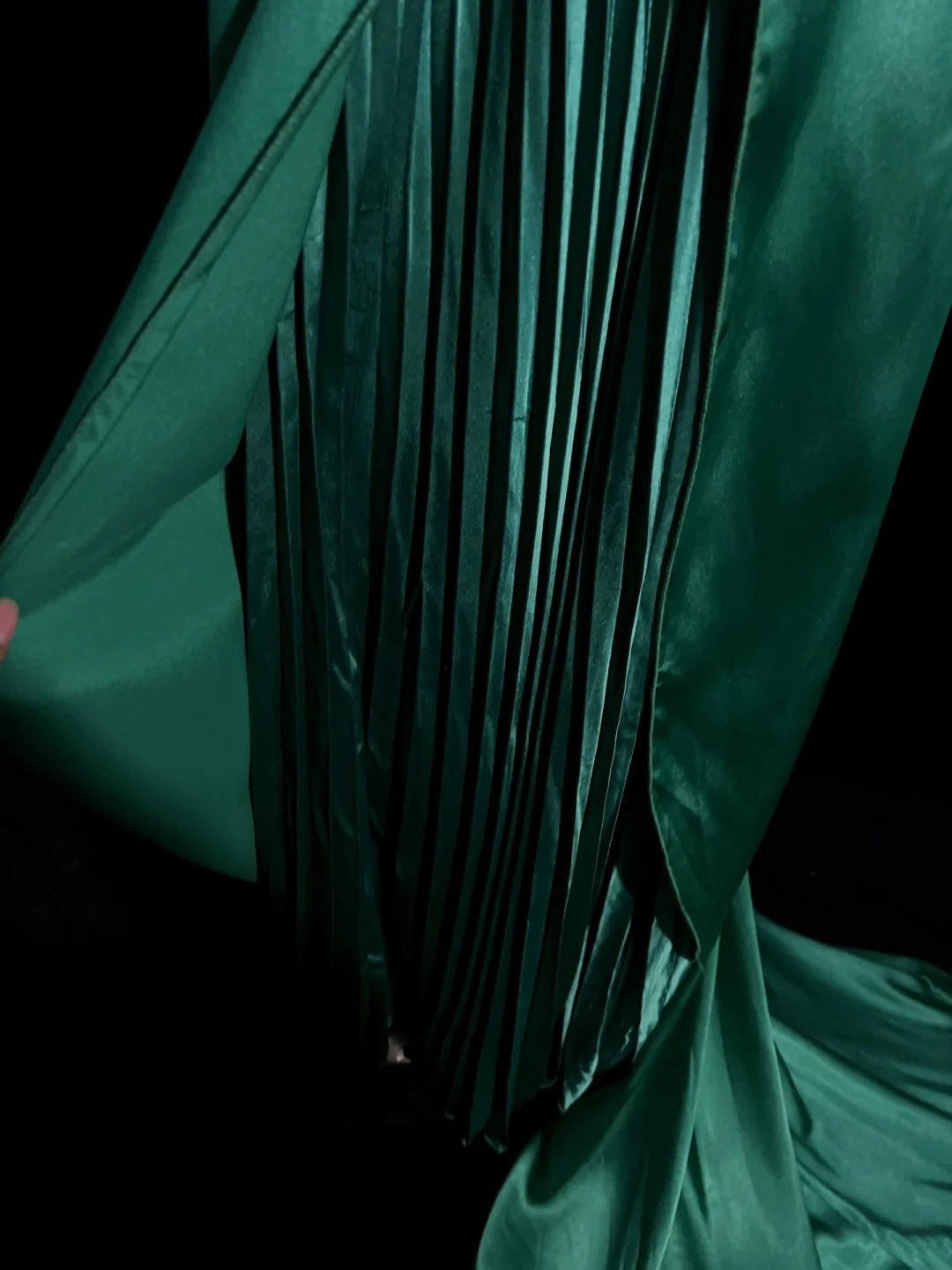 Robes de bal vintage des années 90 sirène col montant en satin vert avec applique, fente longue, tenues de soirée semi-formelles N3662