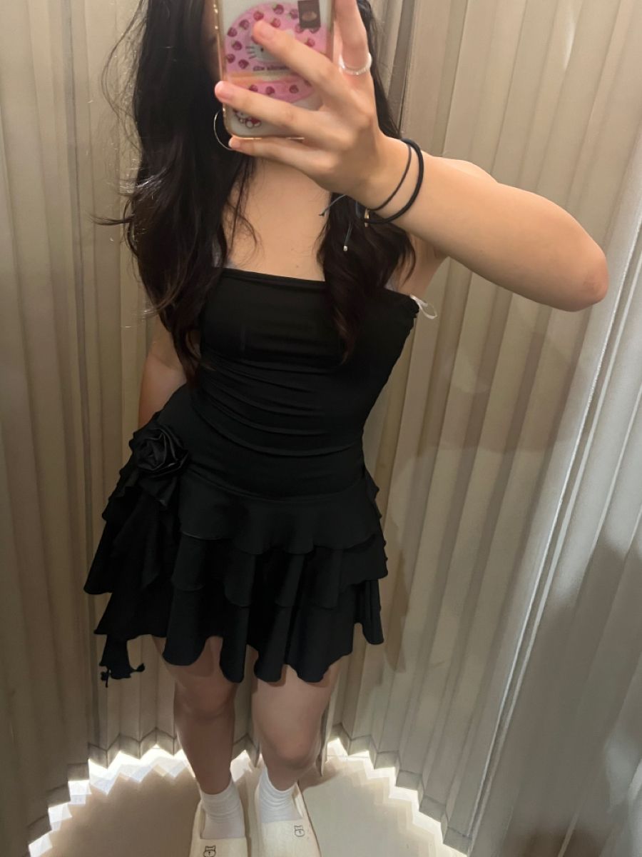Élégante petite robe noire bustier coupe trapèze pour nouvelle diplômée du lycée, mini robe de bal de promo courte, robe de retour aux sources RB4379