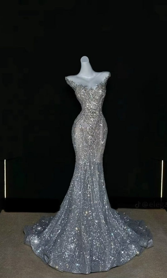 Classy Prom Dresses Mermaid Beautiful Sparkle Red Carpet Evening Gown Long Formal Dress N4042
