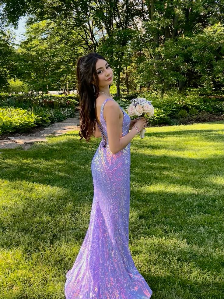Modest Mermaid Sequin Lilac Prom Dresses Inspo For Teens Formal Dress Party Outfits Prom Gowns AB061