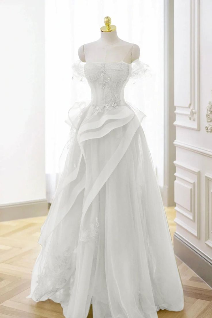 Robe de bal élégante en tulle et dentelle vert sauge, épaules dénudées, longue, robe de soirée, AB327