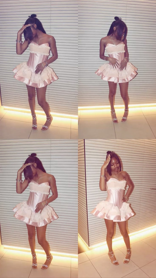 Sexy Ball Gown Sweetheart Pink Lace For Black Girls Short Night Dinner 15 Birthday Dresses Fashion Tips Cocktail Dress RB3649