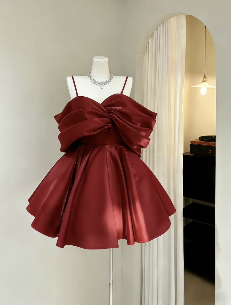 Magnifique robe de bal, épaules dénudées, bretelles, robe de remise de diplôme bordeaux, inspiration sénior, robe de retour courte RB3188