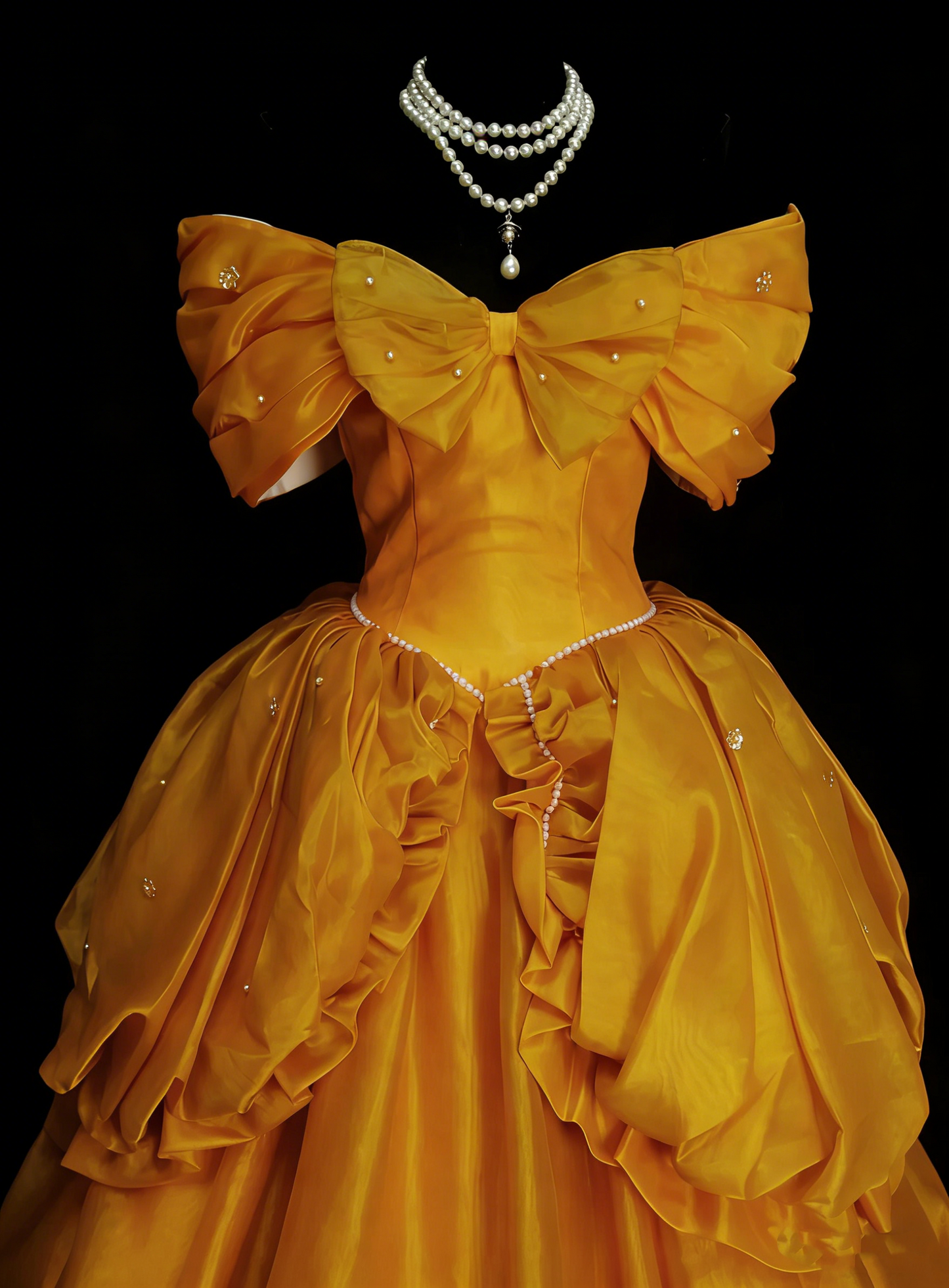 Süßes Ballkleid schulterfrei gelb Organza Sweet 16 Kleider Quinceanera Kleid N2143