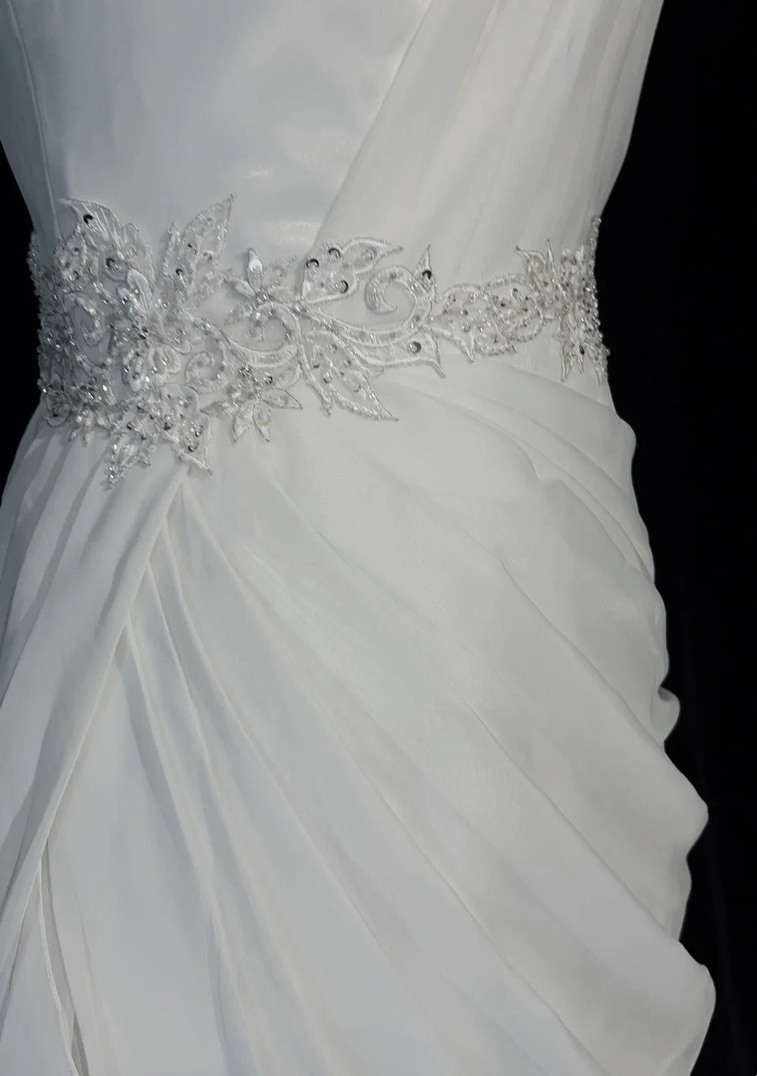Unique Wedding Dresses Sheath One Shoulder Chiffon White Long Bridal Gown N3105