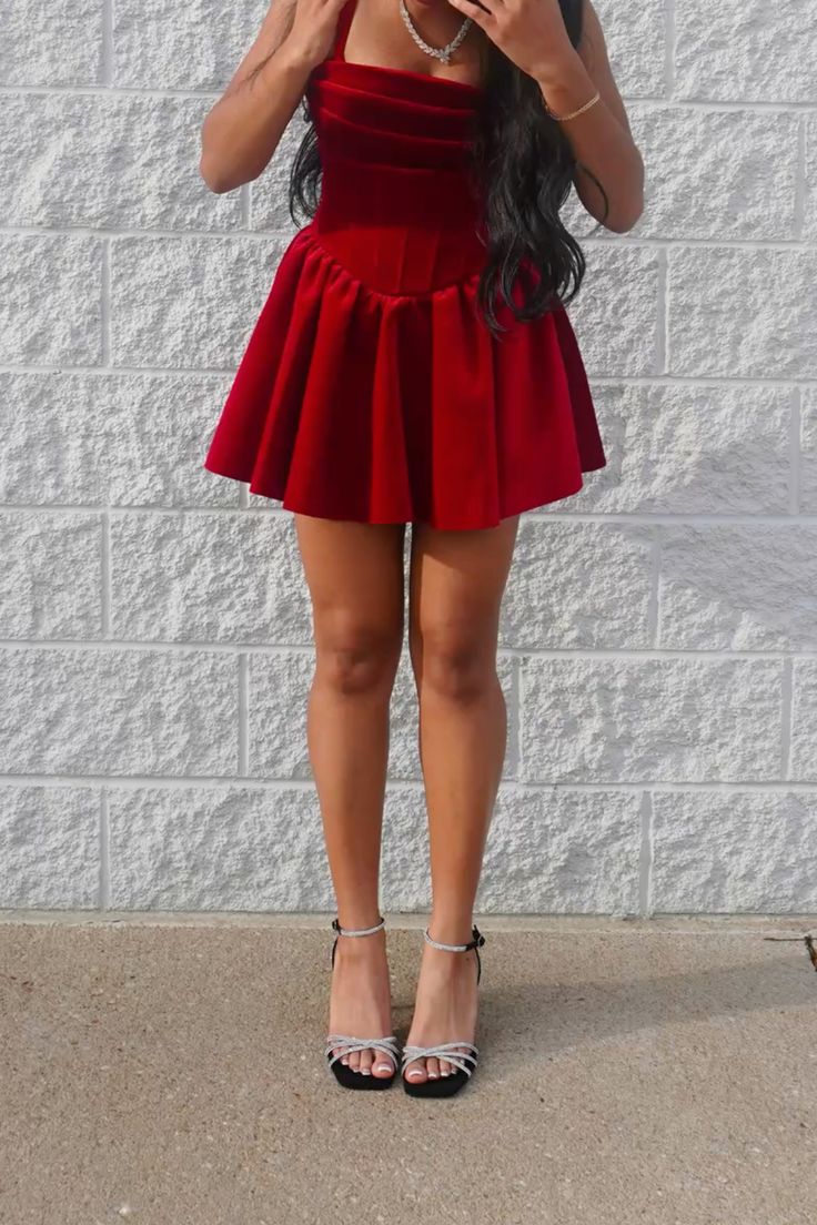 Sexy A Line Square Neck Red For Black Girls Short Inspo Hoco Dress Homecoming Dresses RB4202