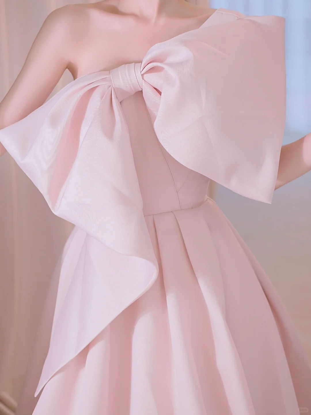Simple A line One Shoulder Pink Satin Sleeveless Long Prom Dresses Prom Gowns Evening Dress A027