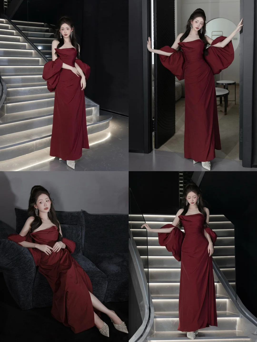 Vintage Meerjungfrau Trägerlos Burgund Satin Mit Cape Bodenlangen Ballkleid Inspiration Lange Ballkleider A047