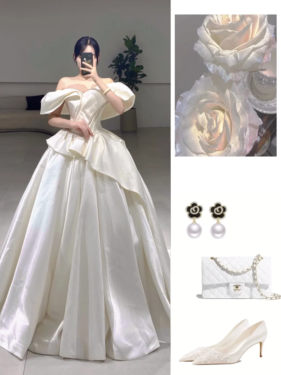 Robe de mariée longue en satin blanc, élégante et élégante, épaules dénudées, A084