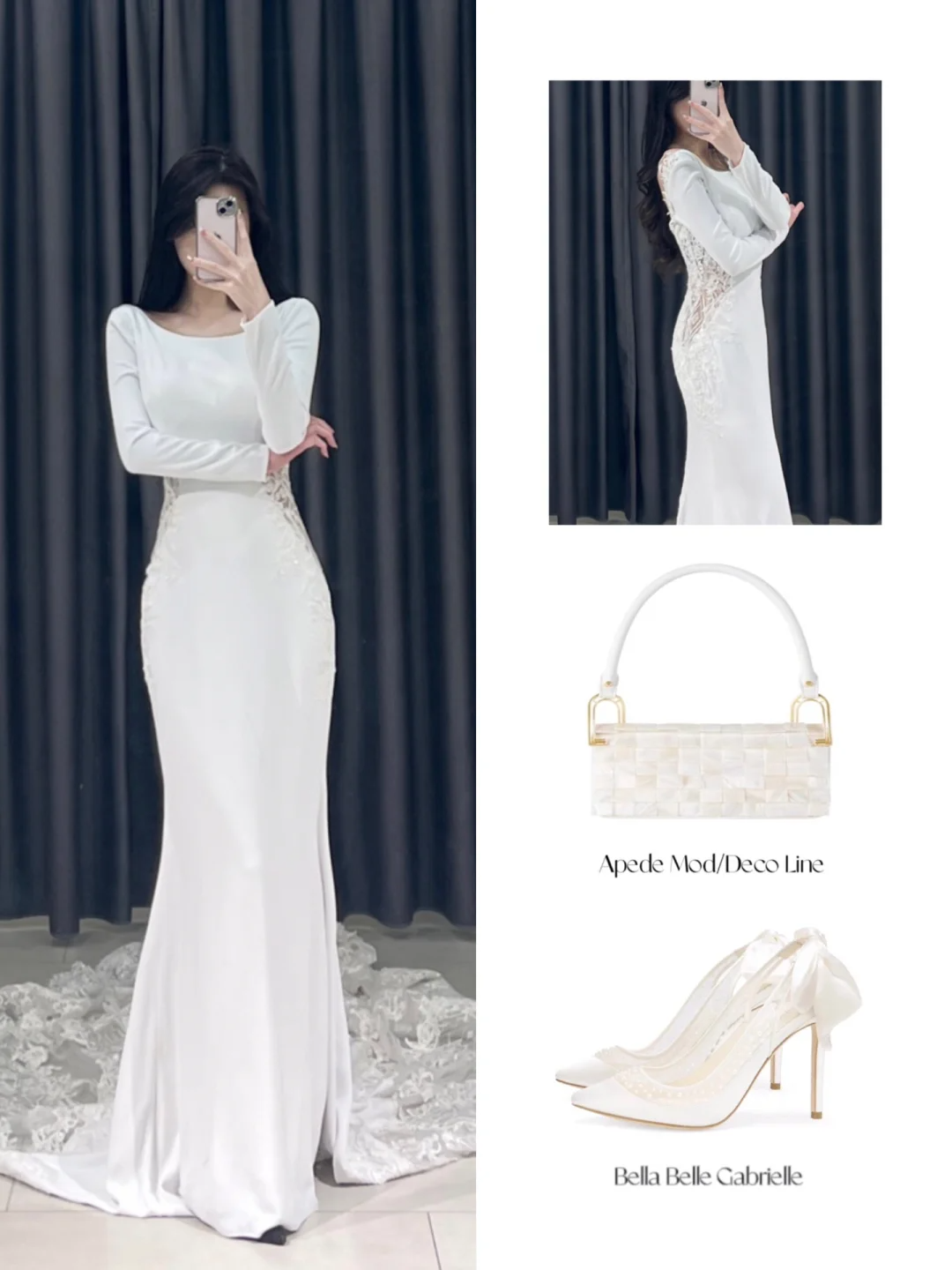Timeless Mermaid Square Neck White Lace Long Sleeves Wedding Dress Beautiful Formal Cute Wedding Dresses A099