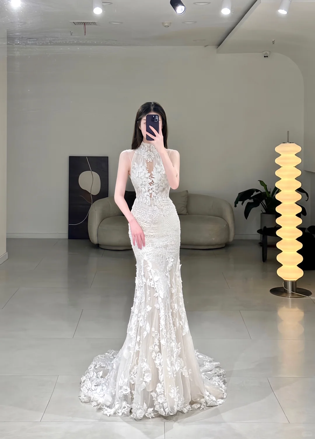 Unique Mermaid High Neck Lace Sleeveless Fit and Flare Wedding Dress Beautiful Formal Cute Wedding Dresses A118