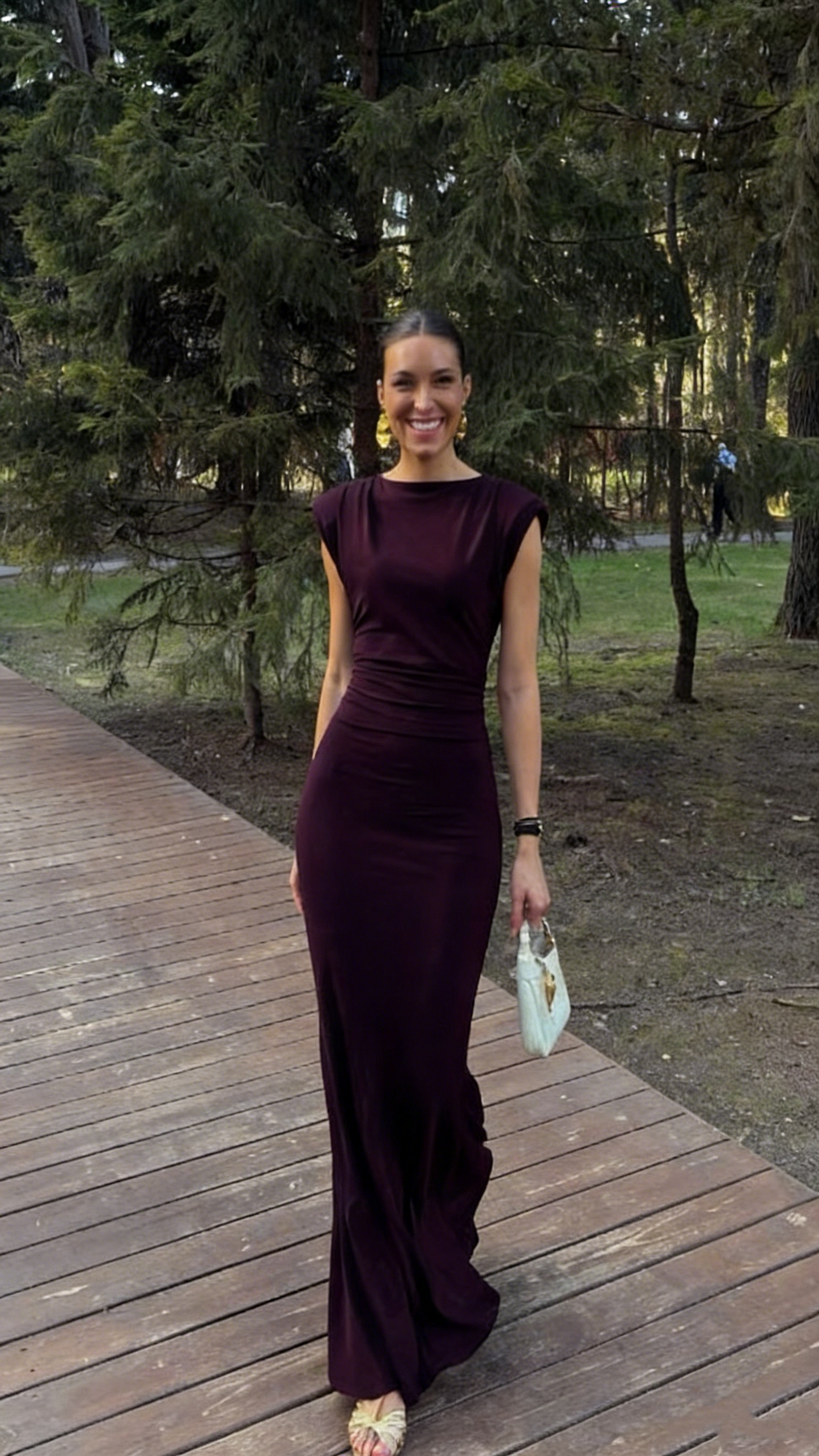 Elegantes, burgunderrotes Meerjungfrauenkleid mit U-Boot-Ausschnitt, langen Ärmeln und festlicher Abendgarderobe, ideal für Dinnerpartys und festliche Anlässe (AB2026)