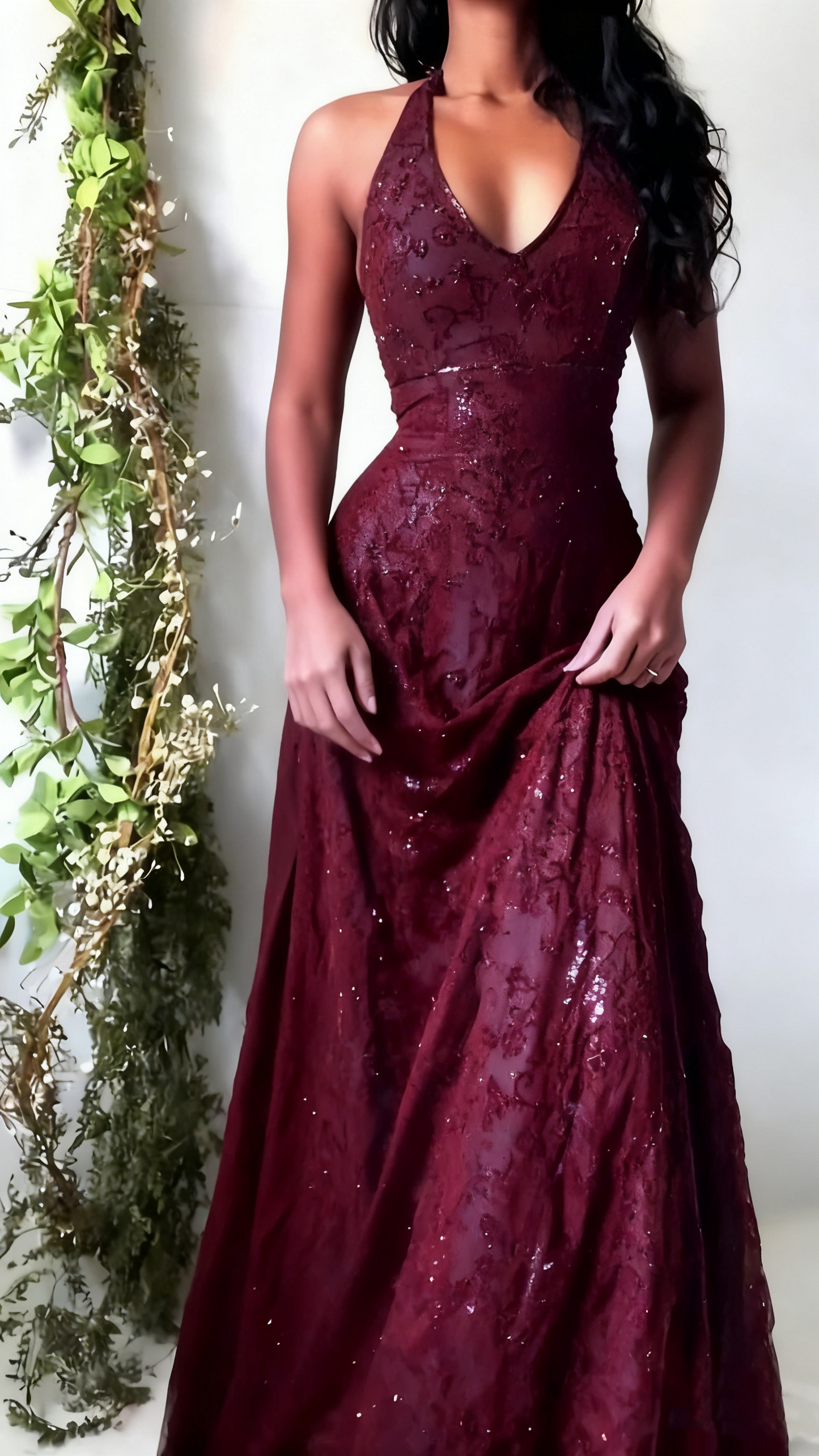 Robe de bal sirène vintage violette en dentelle dos nu, robe de soirée longue AB326
