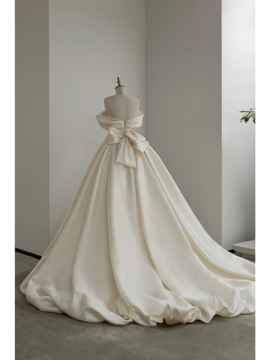 Women’s Off The Shoulder Mermaid Bridal Wedding Dress With Pleated Floor Length Brides Gown for Bride AB1018