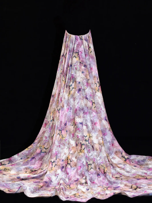 Floral Prom Dress Aesthetic A line Sweetheart With Cape Chiffon Style Impress Long Prom Dresses Party Formal Gowns SA007