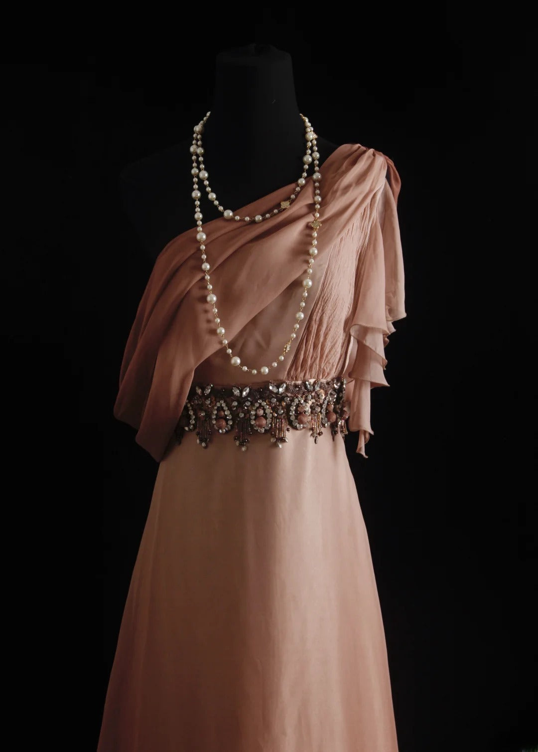 Vintage Prom Dresses 90s Formal A line One Shoulder Pink Chiffon Long Party Gowns Prom Dresses AS017