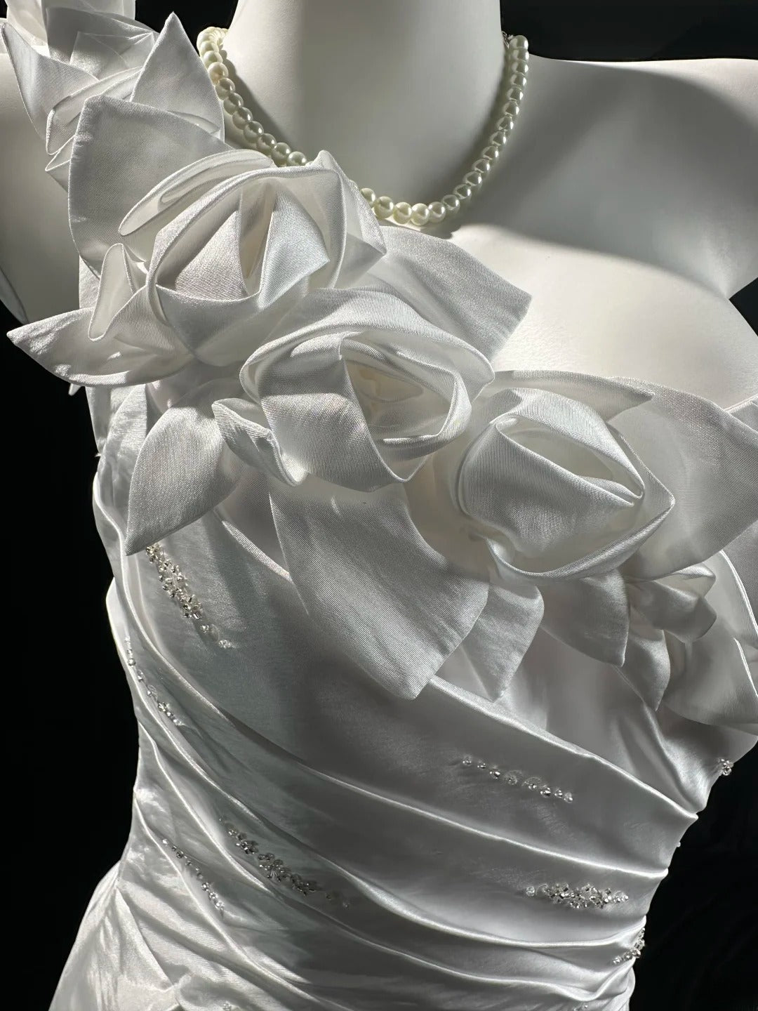 Refined Prom Dresses Mermaid One Shoulder White Taffeta With Beading Evening Dress Formal Outfits RB5827