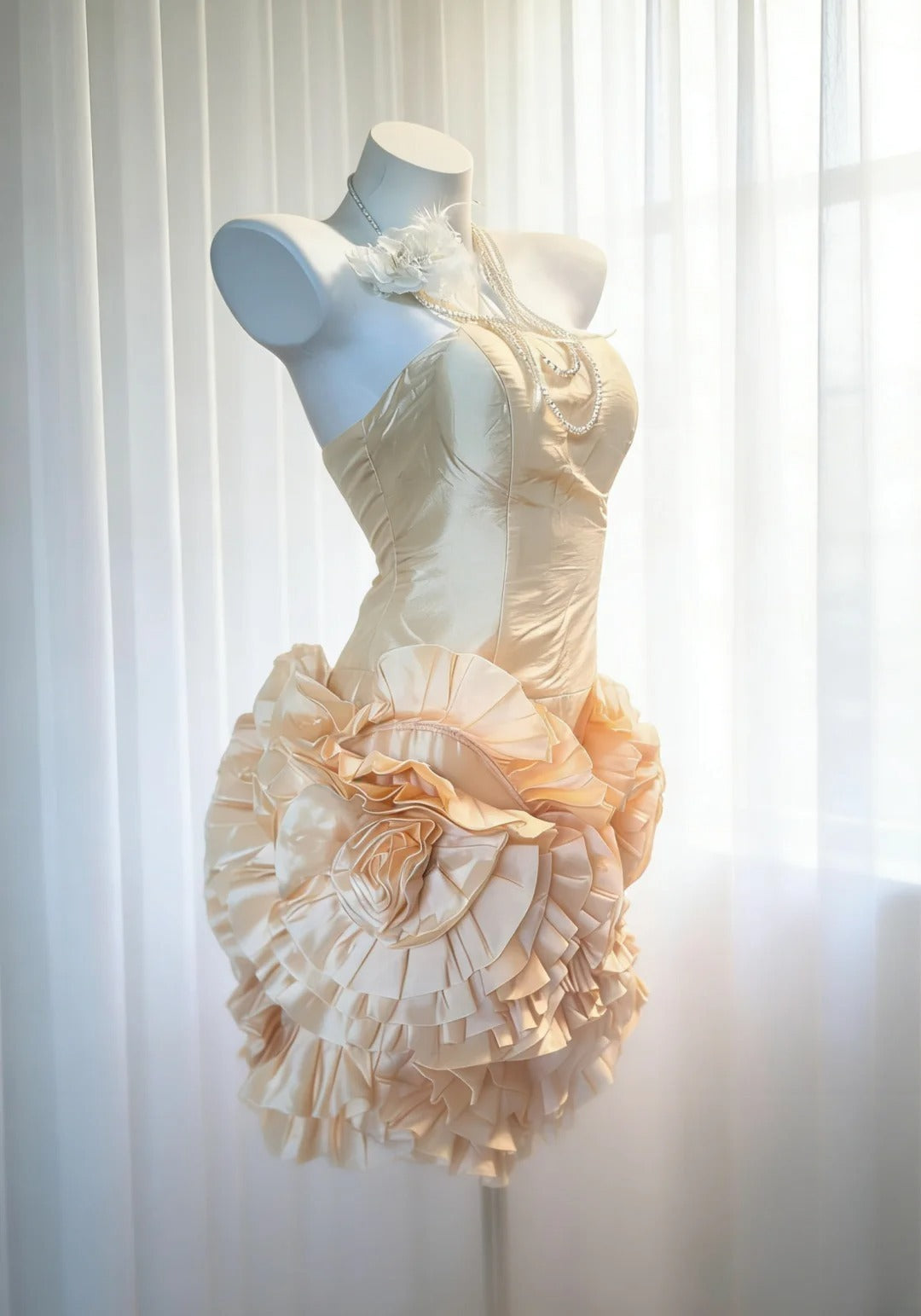 Vintage Etuikleid, trägerlos, Satin, kurzes Kleid zum 18. Geburtstag, Homecoming-Kleid, Cocktailkleid AS020