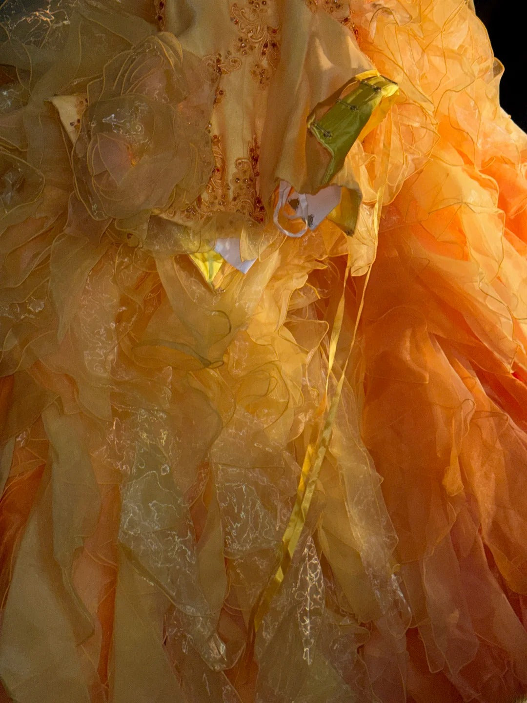 Princess Ball Gown Strapless Yellow With Tiered Layers Flowers Long Sweet 16 Dresses Quinceanera Dress RB3363