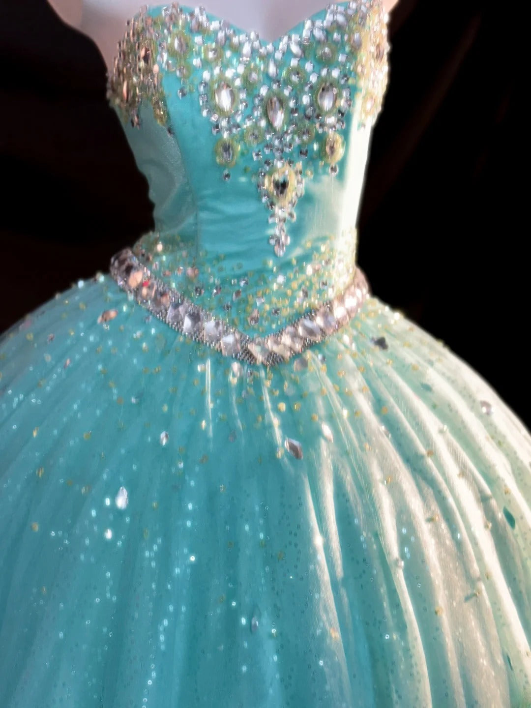 Princess Ball Gown Strapless Blue With Silver Beading Long Quinceanera Dress vestido de 15 de cenicienta RB3364