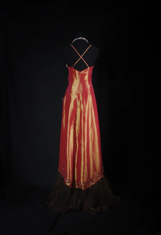 Vintage Prom Dresses 90s Formal Mermaid Spaghetti Straps Coral Satin With Beadings Cape Long Party Gowns Prom Dresses AS026