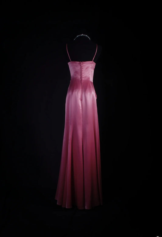 Simple Prom Dress Women Spaghetti Straps Pink A line Long Formal Dance Evening Party Gowns AS028