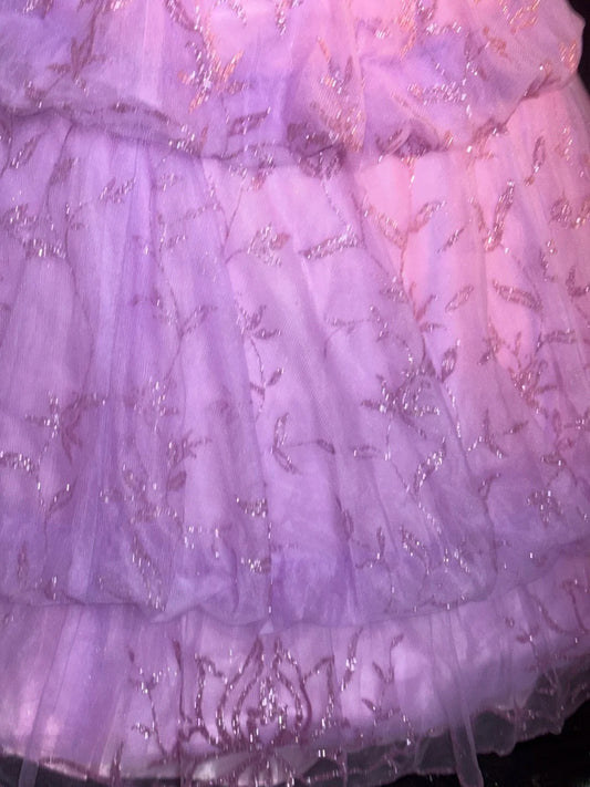 Cute Ball Gown Strapless Lilac Sequin Tulle With Beading Long Quinceanera Dress vestido de 15 de cenicienta RB3372