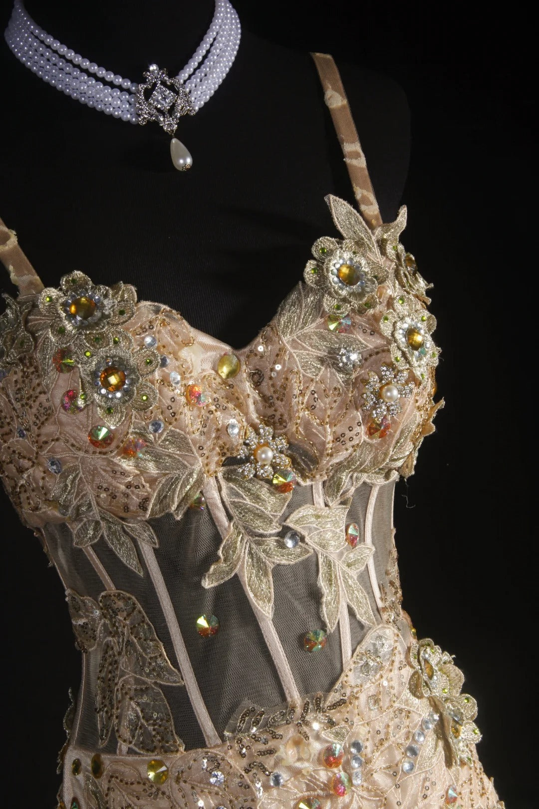 Robe de bal longue rose sirène à bretelles spaghetti ornée de perles, sans manches, AS033