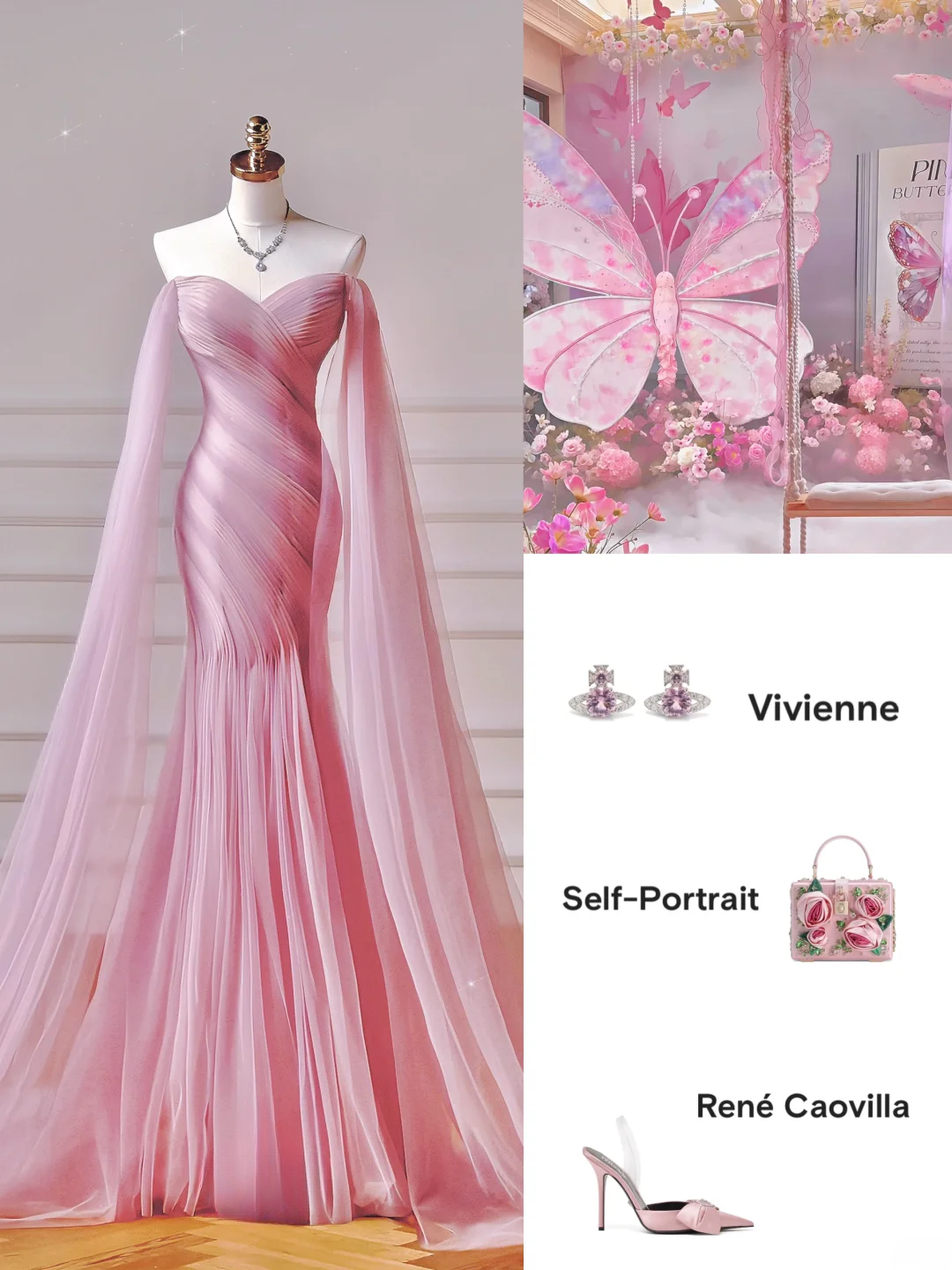 Elegantes, schlichtes Meerjungfrauen-Abendkleid aus rosa Tüll mit langen Ärmeln – ein stilvolles Partykleid für Teenager und Mädchen der Oberstufe (AQ044).