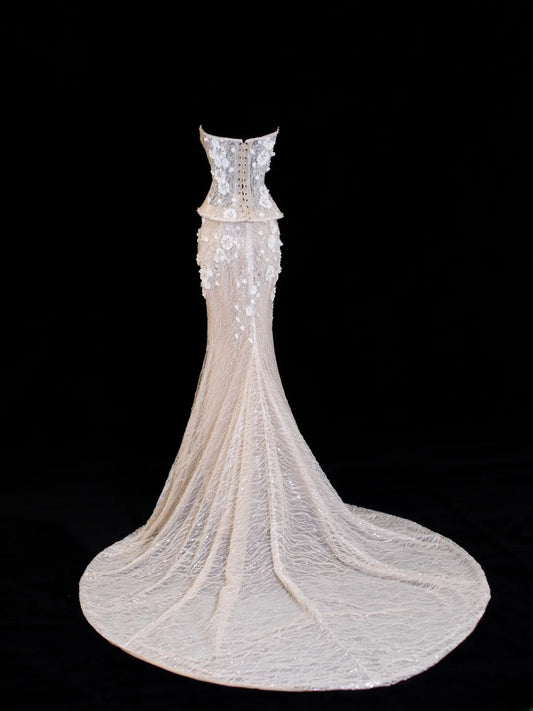 Wedding Gowns Dresses Romantic Mermaid for Bride Sweetheart With Lace Sequin White Petite/Plus Size Bridal Gown For Women SA047