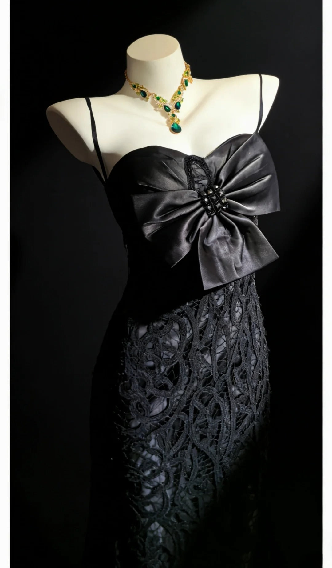 Retro-Meerjungfrauenkleid im Stil der 1950er Jahre, marineblau mit Spaghettiträgern und Spitzenoberteil, langes Ballkleid oder Geburtstagskleid AS059