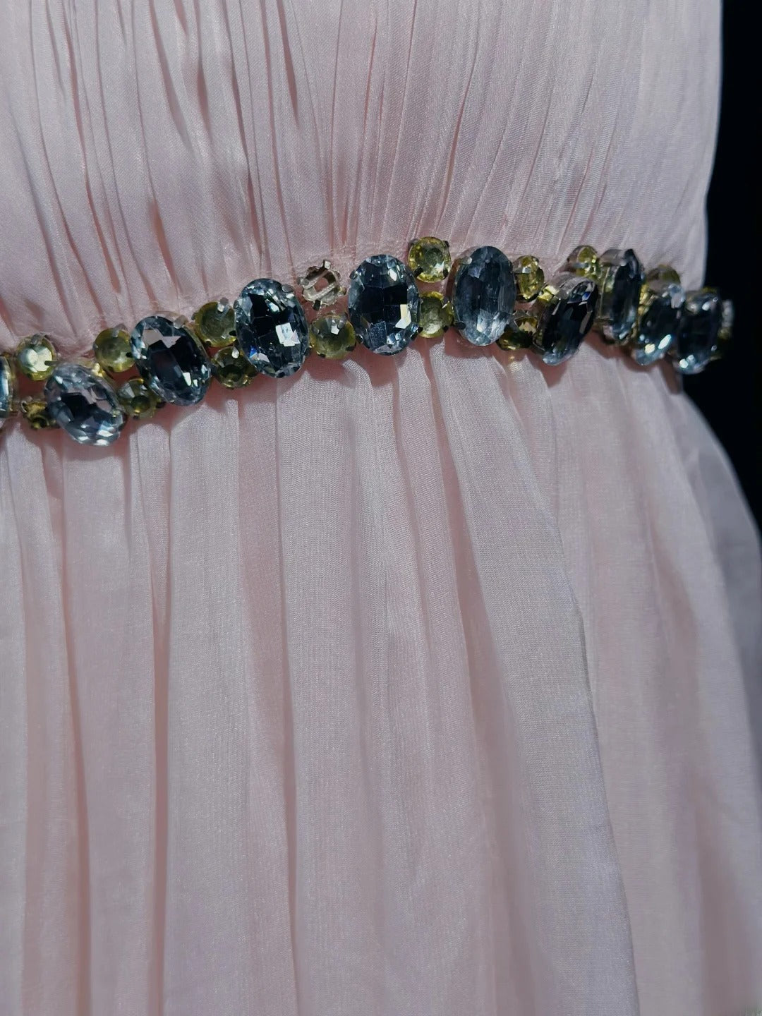 Vintage 90s Prom Dresses A Line Empire Pink Chiffon With Long Beading Evening Dress Formal Outfits RB5873