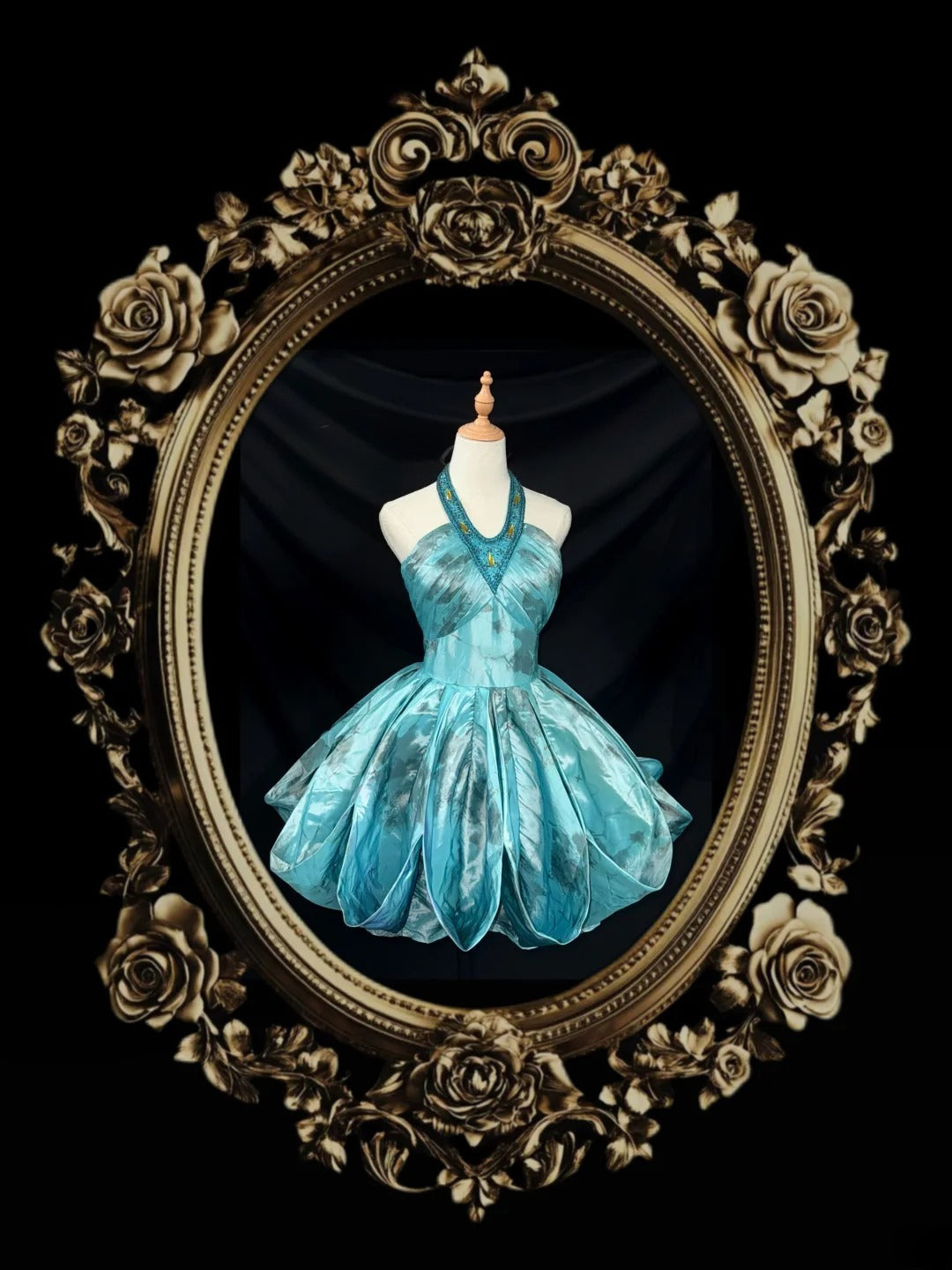 Elegantes Ballkleid Neckholder Blau Satin Partykleid Kurz Mini 18. Geburtstagskleider Hoco Outfits RB3466