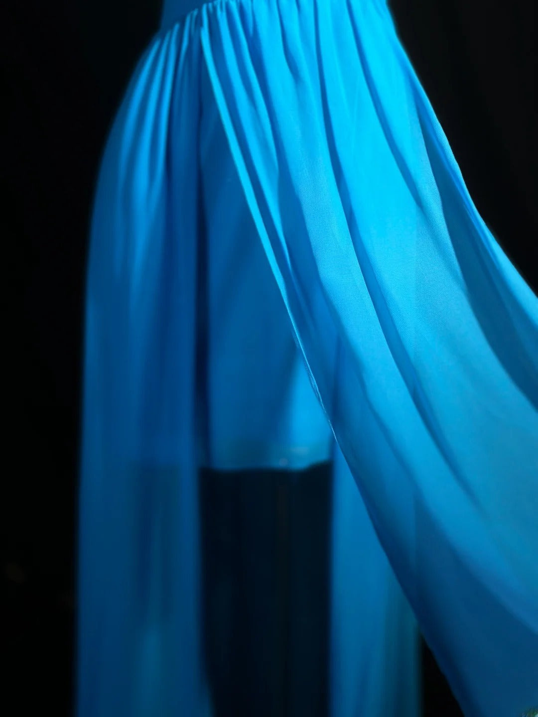 Vintage 80s Prom Dresses A line Spaghetti Strap Royal Blue Chiffon With Ruffled Long Evening Dress Formal Outfits RB5876