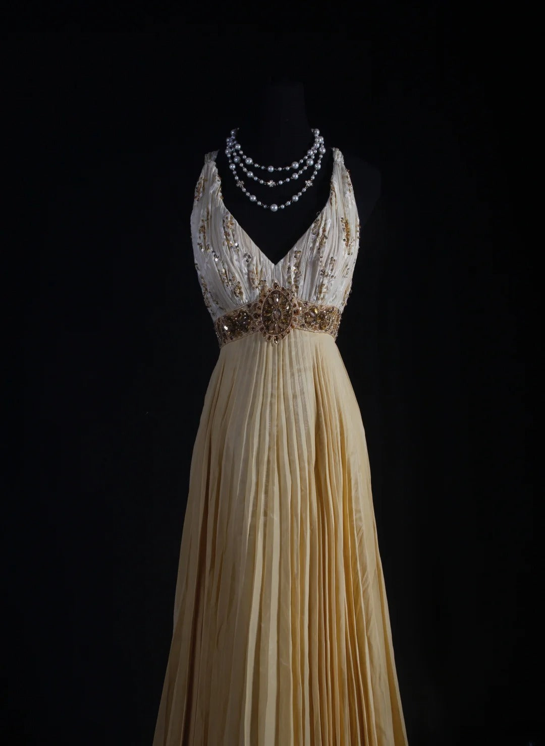 Cocktailkleid für Damen im 80er-Jahre-Stil, A-Linie, V-Ausschnitt, Chiffon, plissiert, mit Perlen, langes Kleid für Abschlussfeiern, Ballkleider AS075