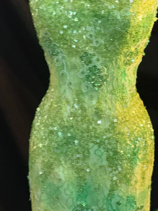 Vintage Prom Dresses Mermaid Cowl Neck Green Lace Sleeveless With Beading Long Evening Formal Outfits RB3472