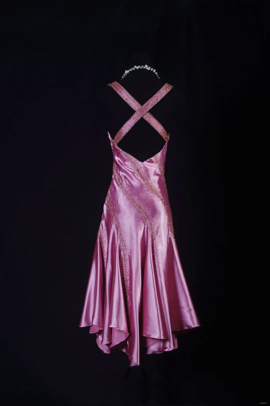 Vintage 1950s Formal Mermaid Halter V Neck Pink Knee Length Short Pleated Satin With Beads Sleeveless Prom Dresses Party Formal Gowns AS087