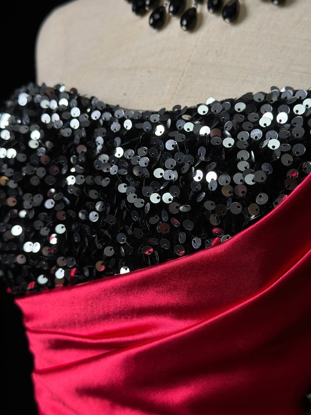 Vintage 60s Prom Dresses Mermaid One Shoulder Satin Red With Sequin Sleeveless Prom Evening Dress Formal Outfits RB5901
