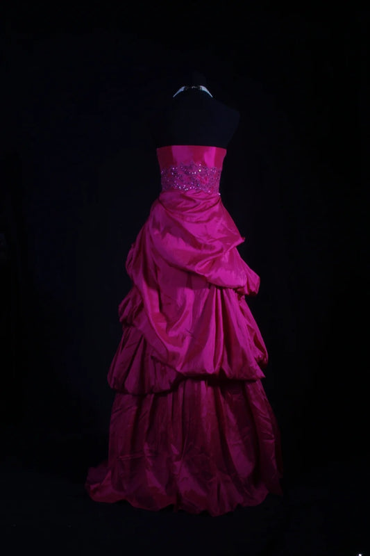 Retro Vintage 1960s Formal Ball Gown Fashion Sweetheart Hot Pink Satin With Beads Sleeveless Long Prom Dresses Party Formal Gowns AS112