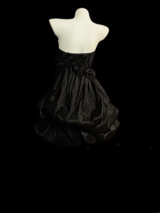 Vintage Ball Gown Strapless Little Black Dress 80s Matric Mini Graduation Hoco Dresses Short Senior Birthday Homecoming Outfits RB3604