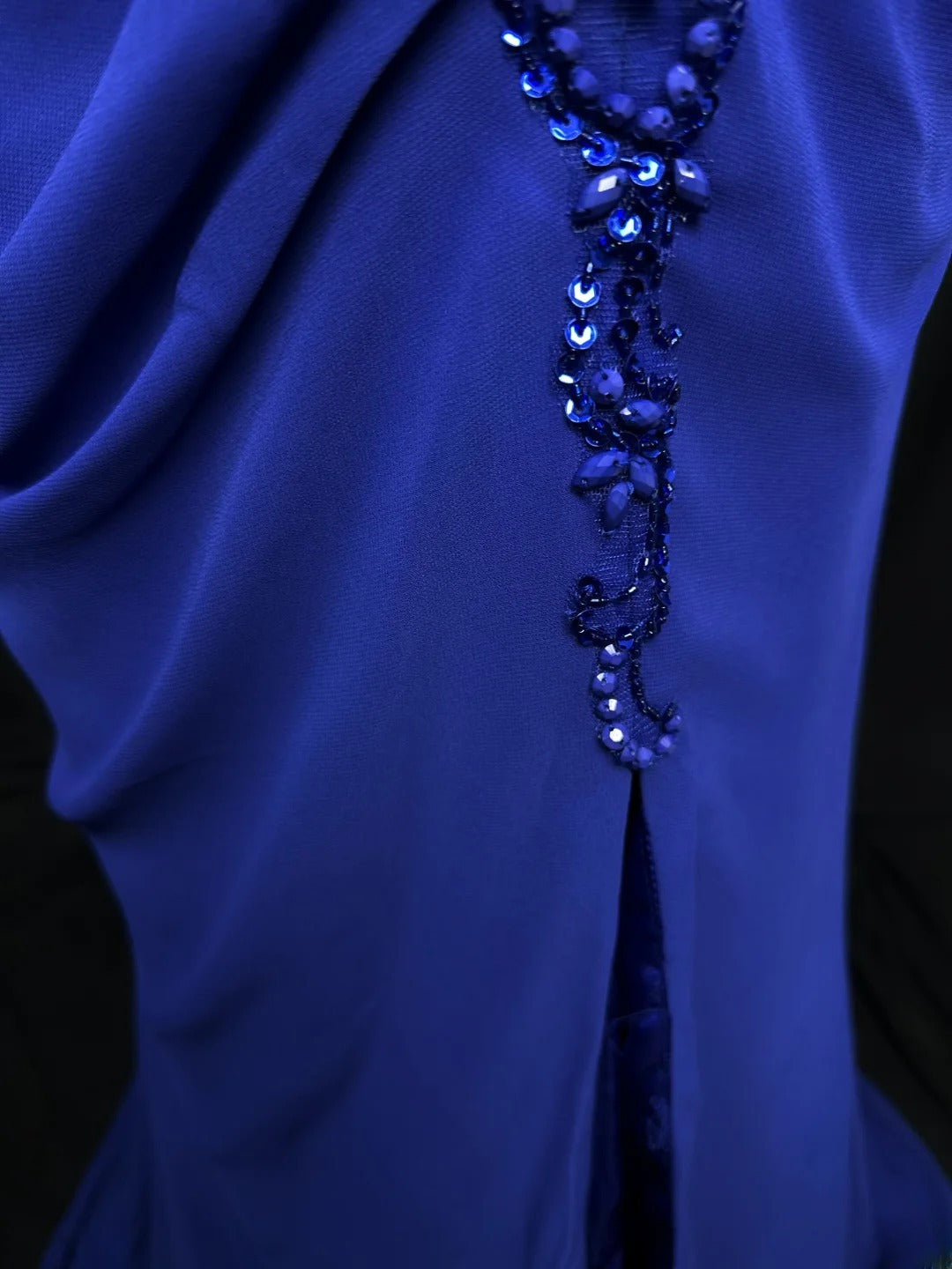 Vintage 80s Prom Dresses Mermaid V Neck Royal Blue Chiffon Lace With Split Long Party Gown Formal Outfits RB6004