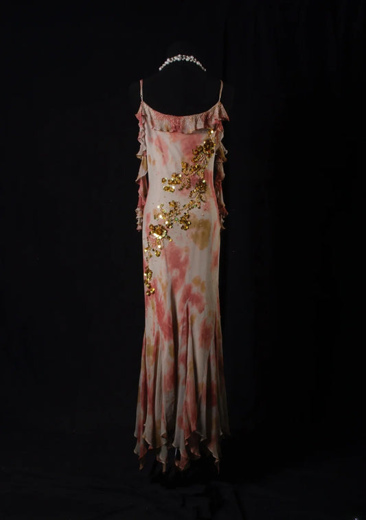Robe de bal élégante années 50, sirène, bretelles spaghetti, mousseline ornée de perles dorées, robe de soirée longue AS206