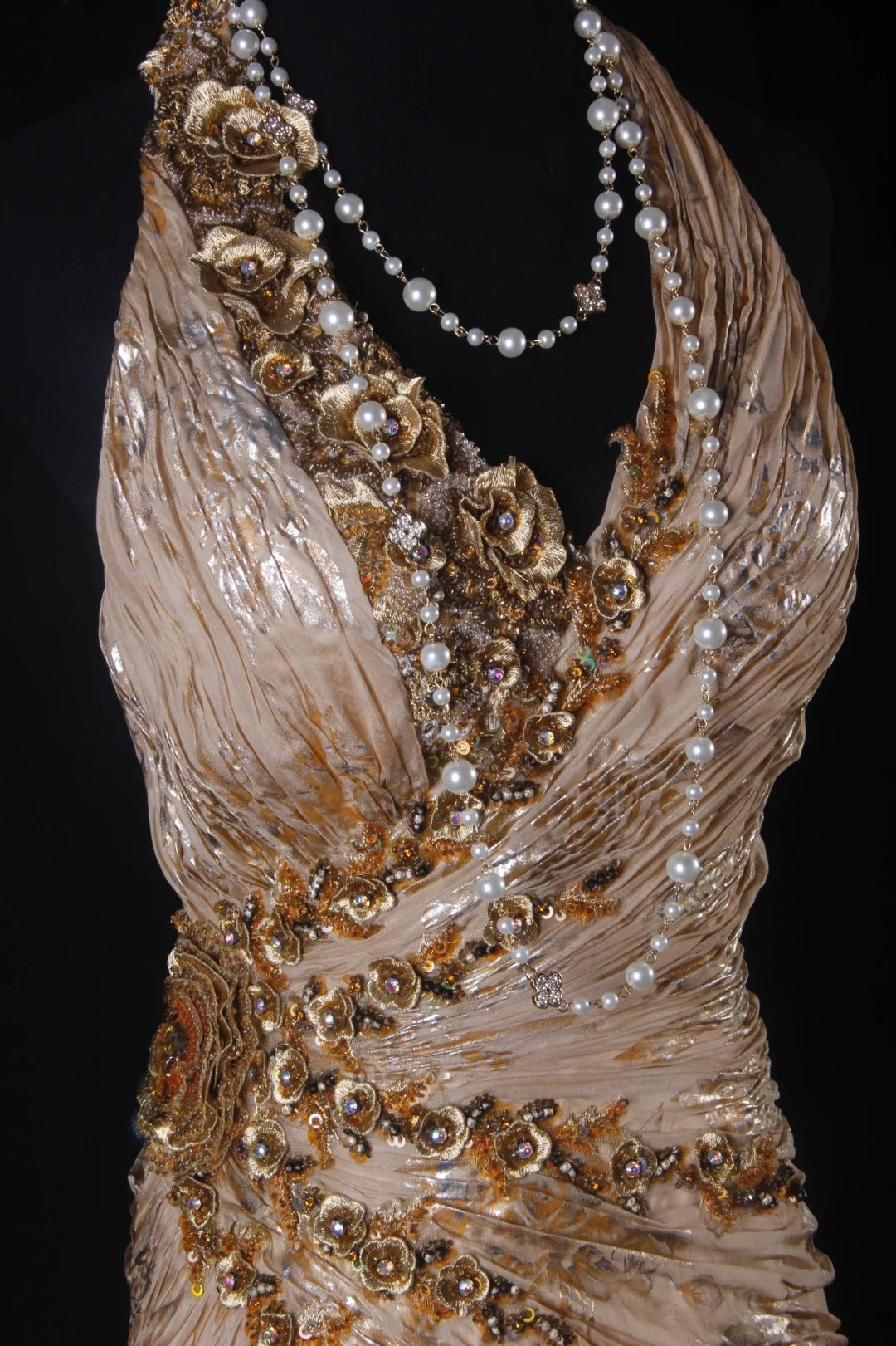 Robe de bal élégante années 1950, sirène, décolleté en V, mousseline imprimée ornée de fleurs et de perles, robe de soirée longue vintage AS208